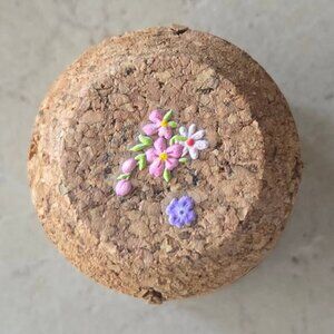 Brand New Hand Crafted Magnet Created from Champagne Cork Featuring Flowers